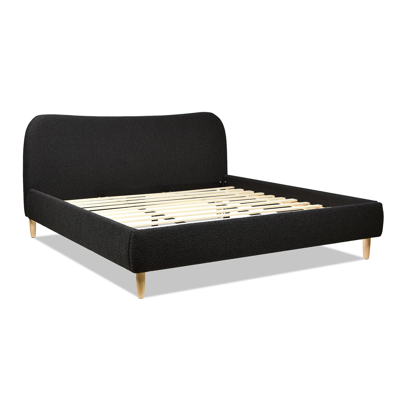 Curved Headboard and Upholstered Platform Bed