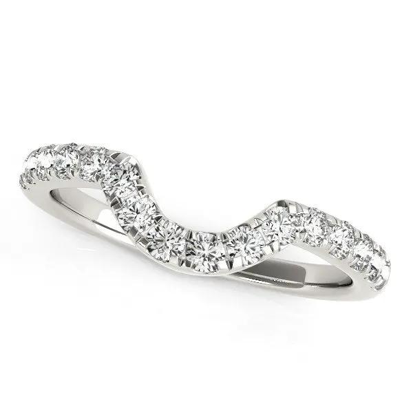 14k white gold curved diamond wedding band with pave diamonds, 3/8 cttw by Bids.com on Tampa Home & Garden Store