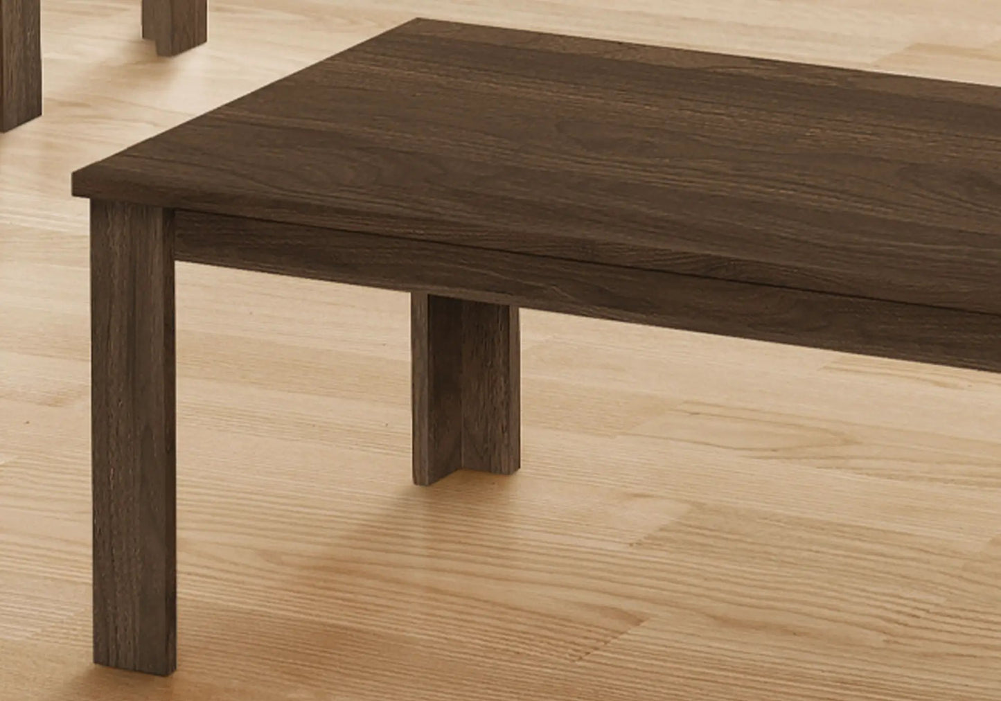 Table set dark walnut coffee, end, and side tables with thick square legs on Tampa Home & Garden Store