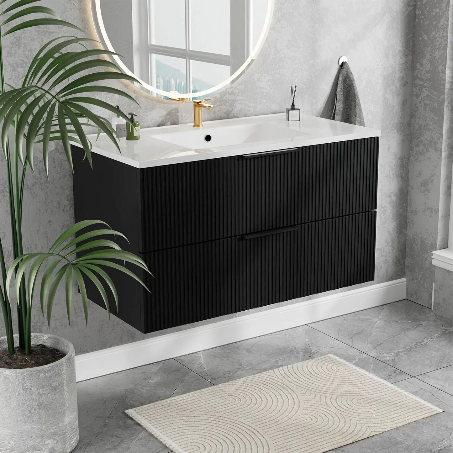 Floating Wall Mounted Vanity Sink and Drawers