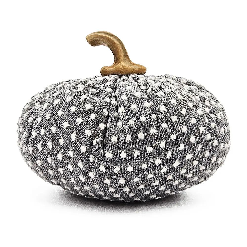 Pumpkin Ornament Set of 3 in Gray Polka Dots