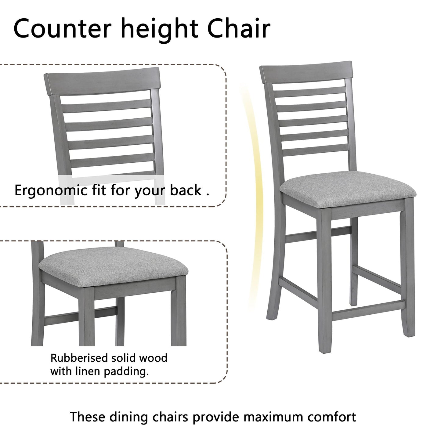 Square Counter Height Dining Table and 4 Chairs