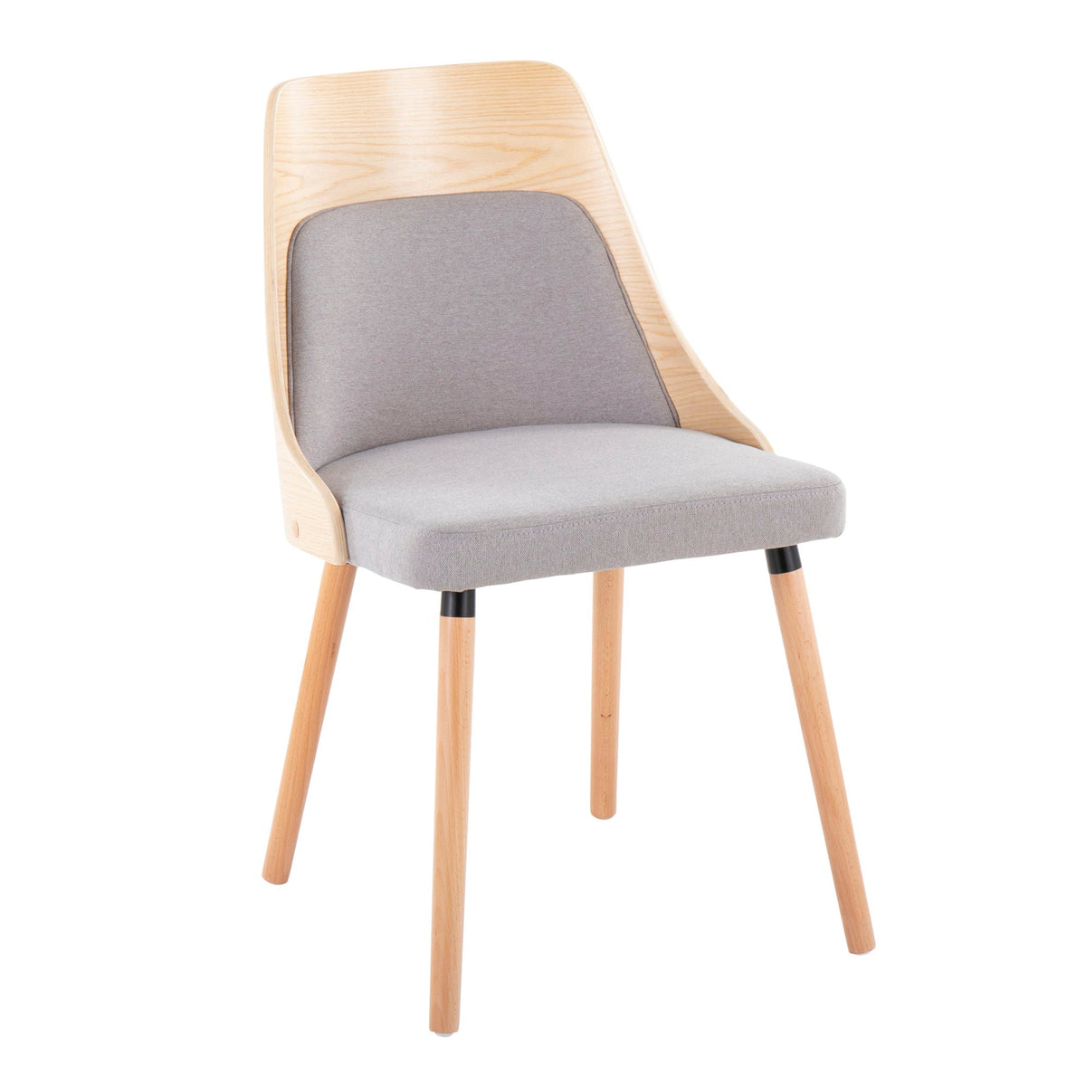 Mid Century Modern Chair Set of 2 by HouseOfZazla with padded gray seats on wood frame on Tampa Home & Garden Store