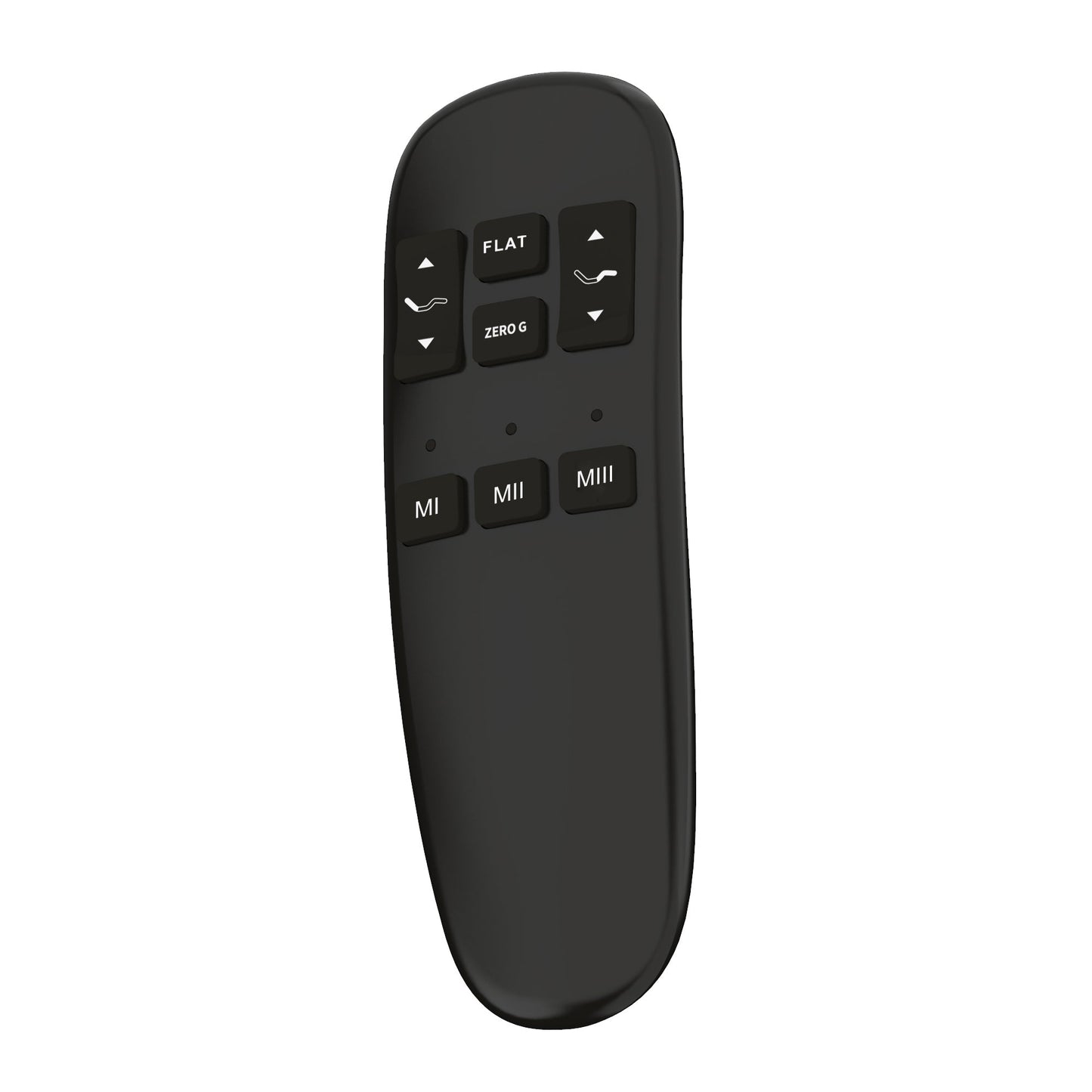 HouseOfZazla Model 3 adjustable base remote, black with FLAT, ZERO G and up/down arrows on Tampa Home & Garden Store