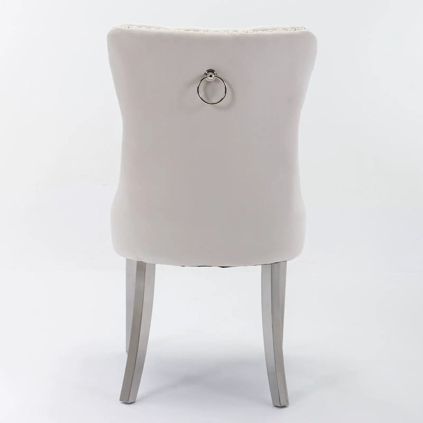 Nikki upholstered dining chair set of 2 in beige fabric with ring pull and nailhead trim on Tampa Home & Garden Store