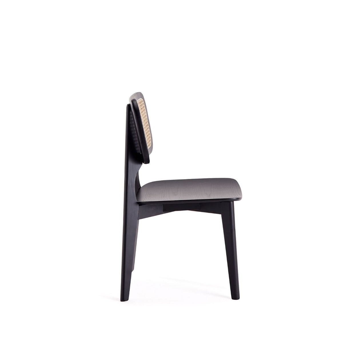 Dining chair with cane backrest and solid wood frame in black by HouseOfZazla on Tampa Home & Garden Store