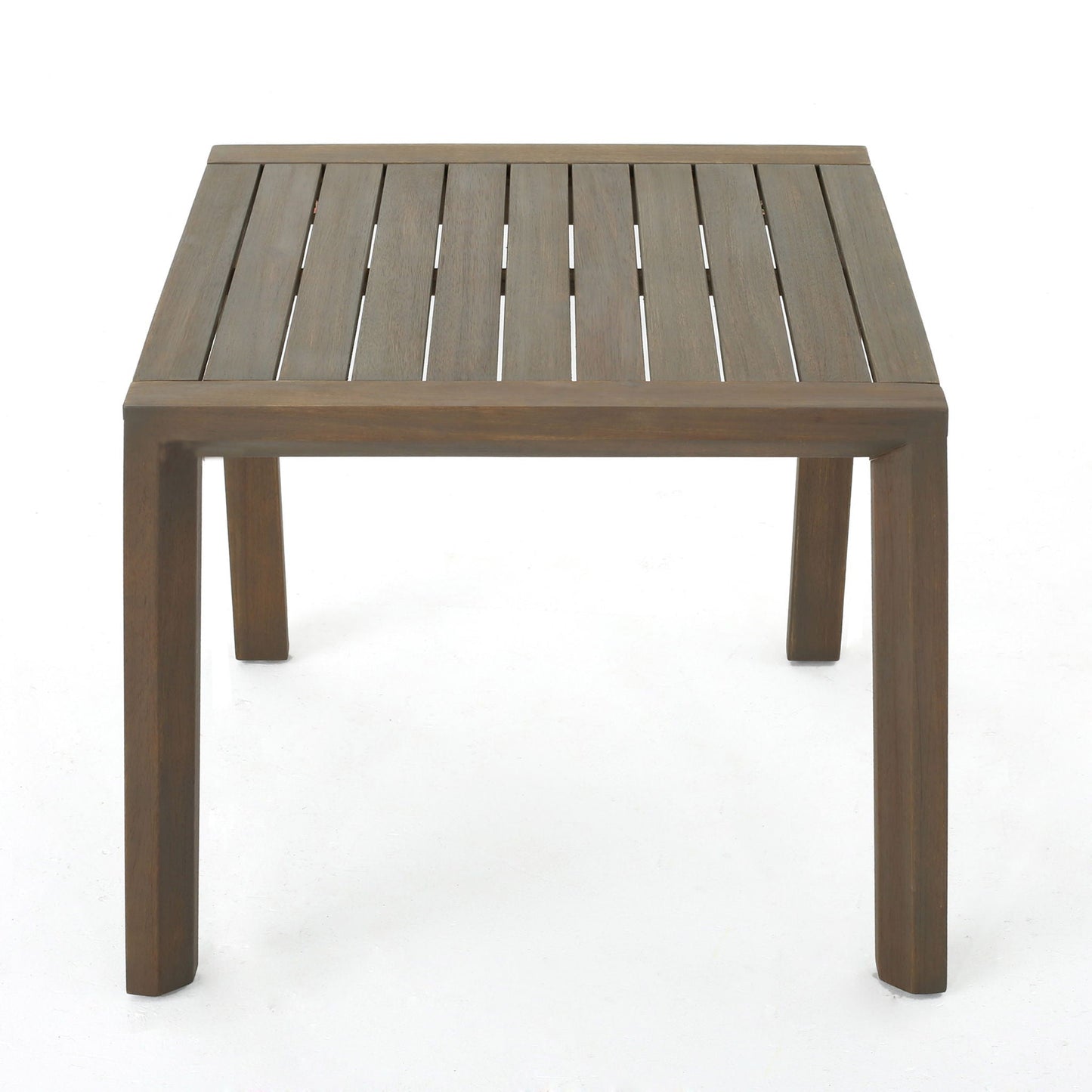 Celestaria outdoor side table in brown wood with slatted top on Tampa Home & Garden Store