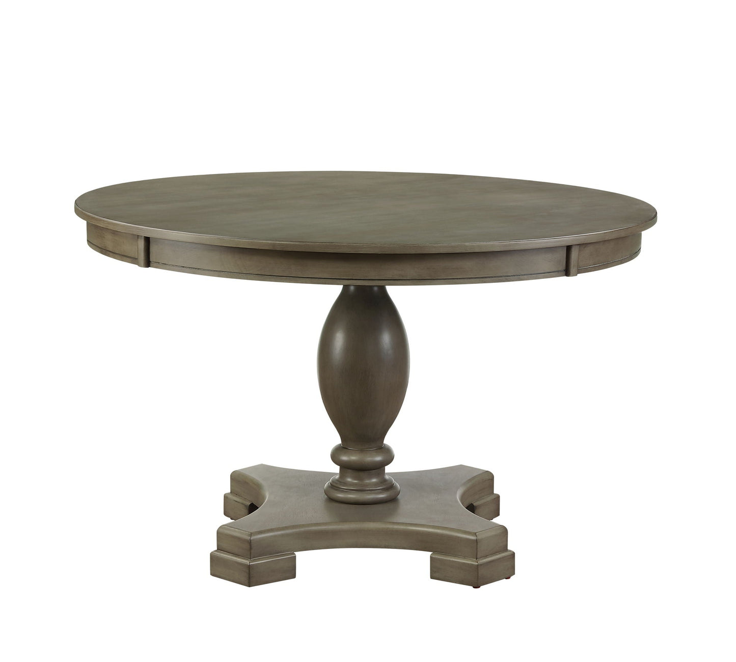 Waylon Dining Table gray oak round table with pedestal base by HouseOfZazla on Tampa Home & Garden Store