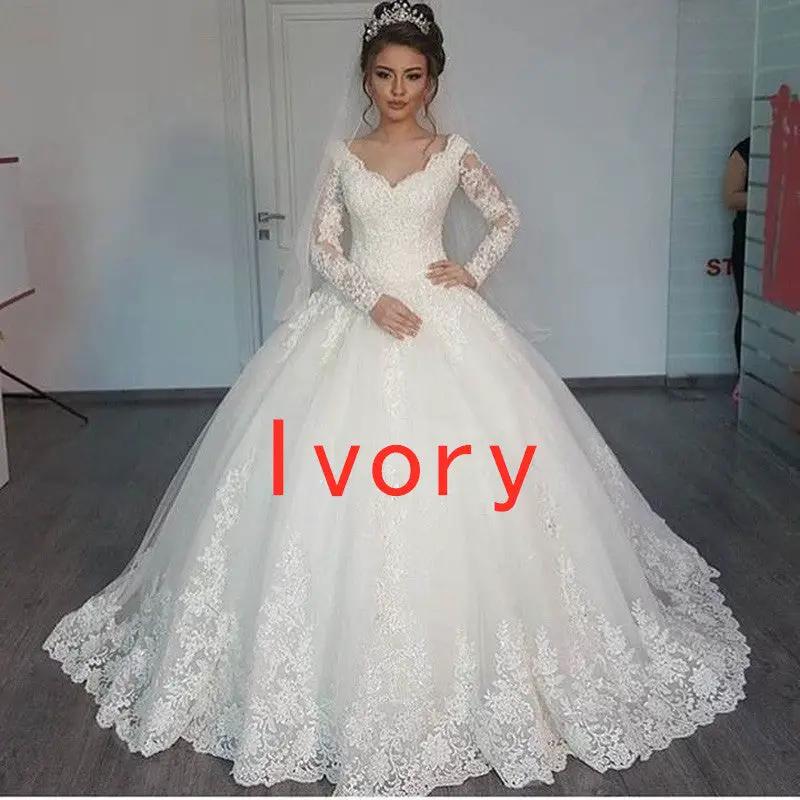 Ivory Womens Long Sleeve Lace Wedding Dress by FLIPSTYLEZLLC with ballgown skirt on Tampa Home & Garden Store