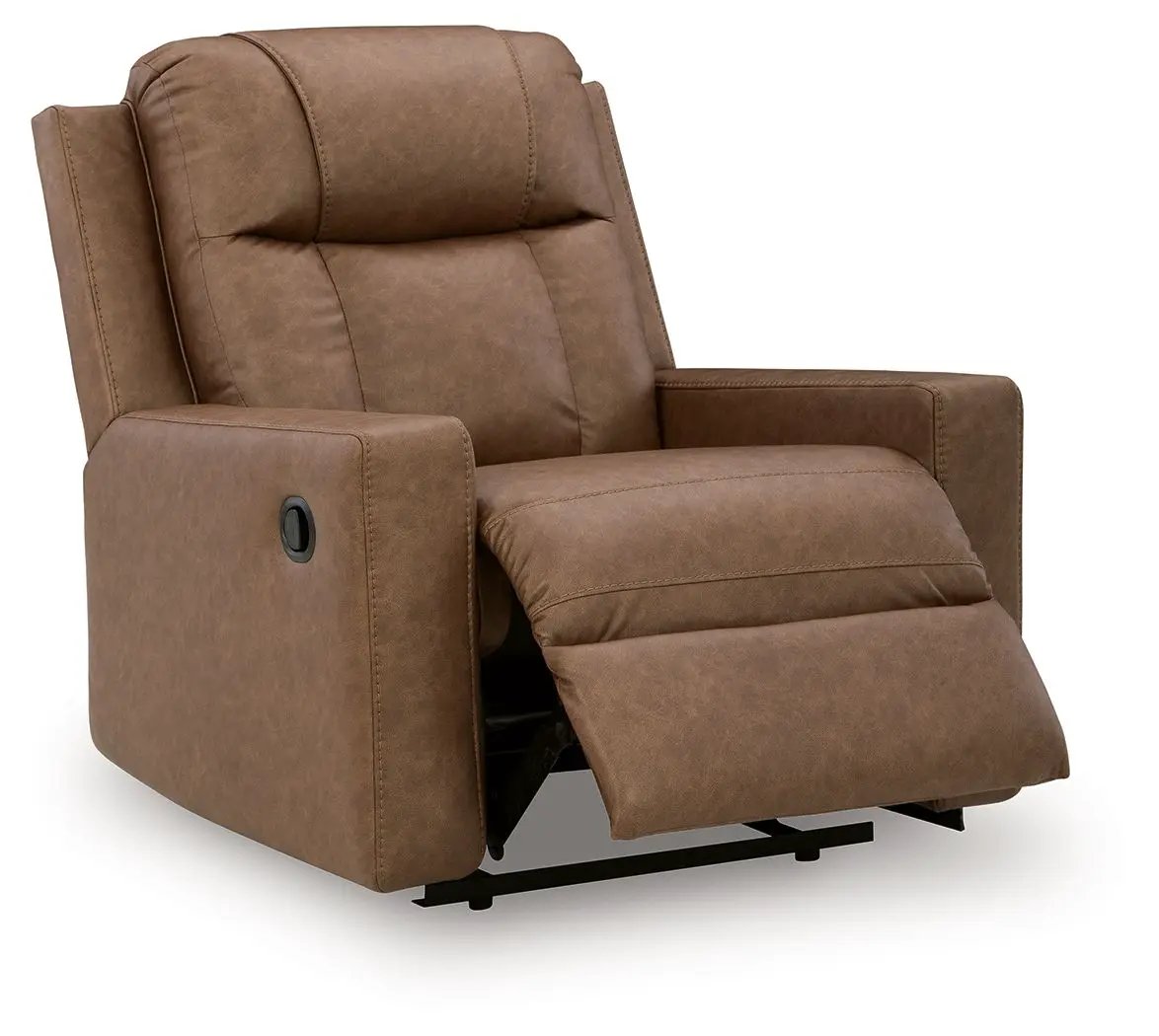 Mackmenville Zero Wall Recliner brown leatherette chair with footrest on Tampa Home & Garden Store