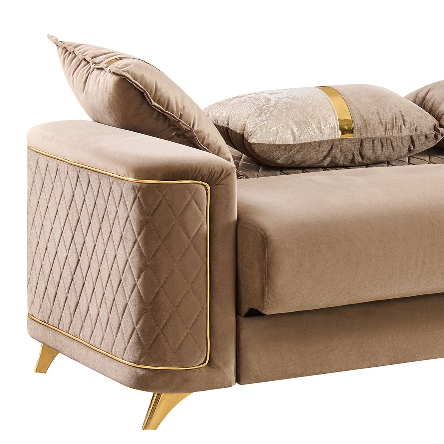 Lisa Modern Sofa With Gold Steel Legs and Foam