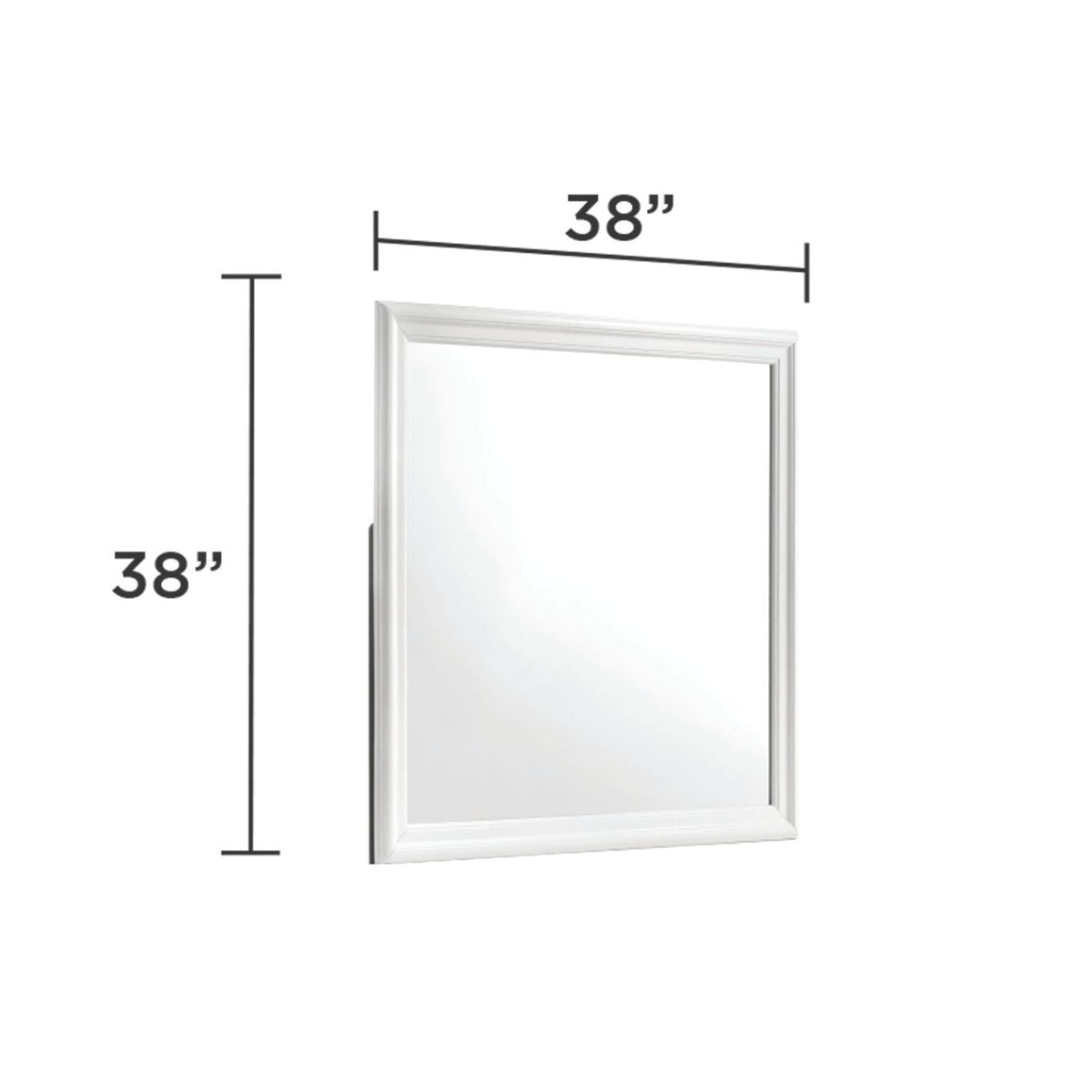 White framed square wall mirror, 38x38 inches, modern smooth finish on Tampa Home & Garden Store
