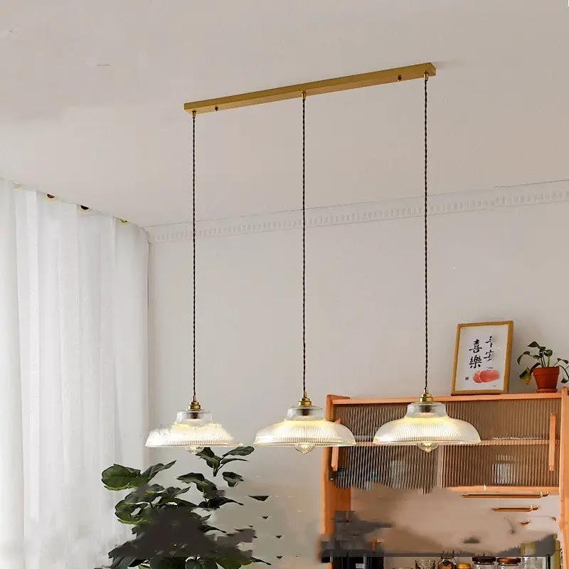 Japanese vintage brass glass bar chandelier with three pendant lights Decorbites on Tampa Home & Garden Store