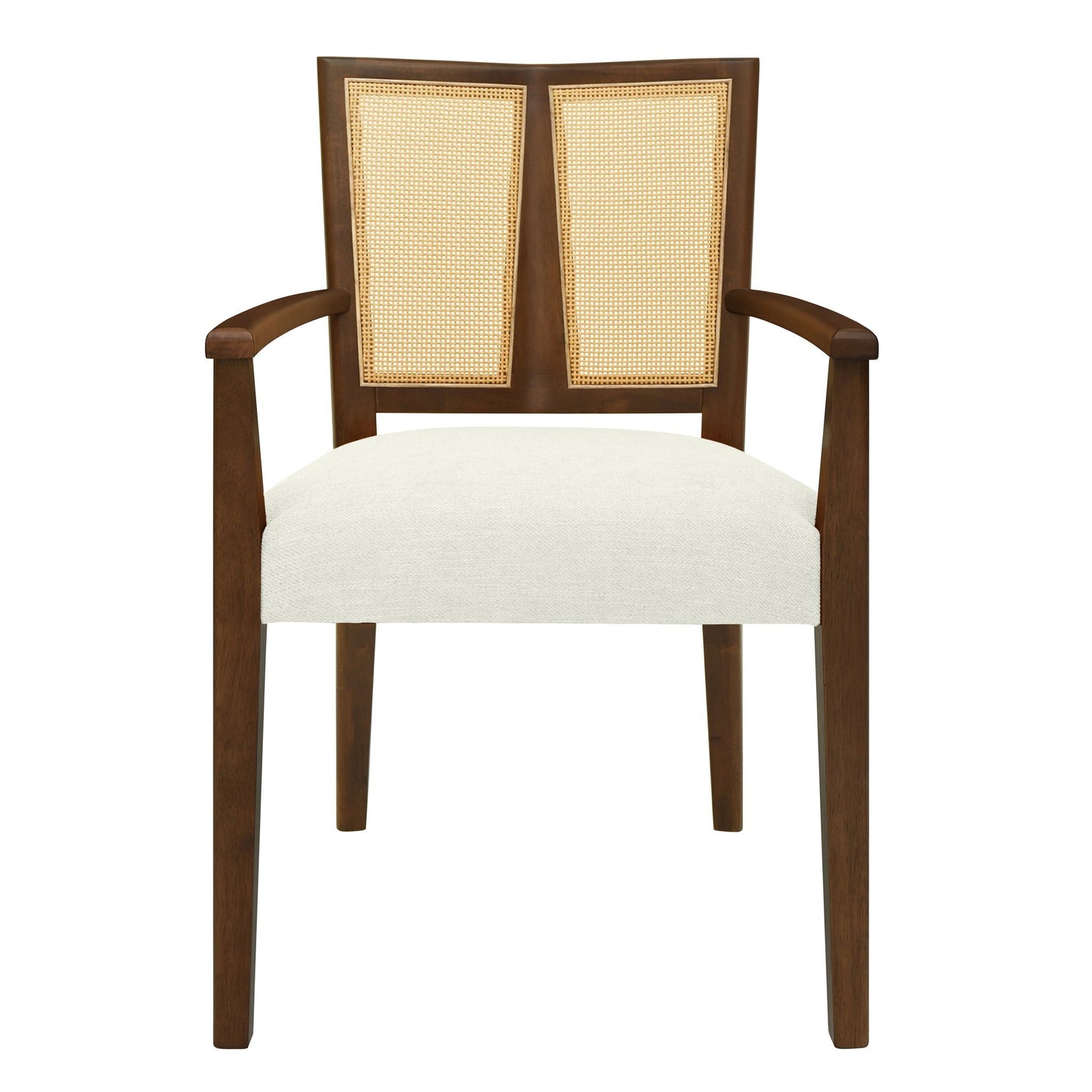 Mid Century Modern Arm Dining Chairs with caned rattan backs, dark wood frame HouseOfZazla on Tampa Home & Garden Store