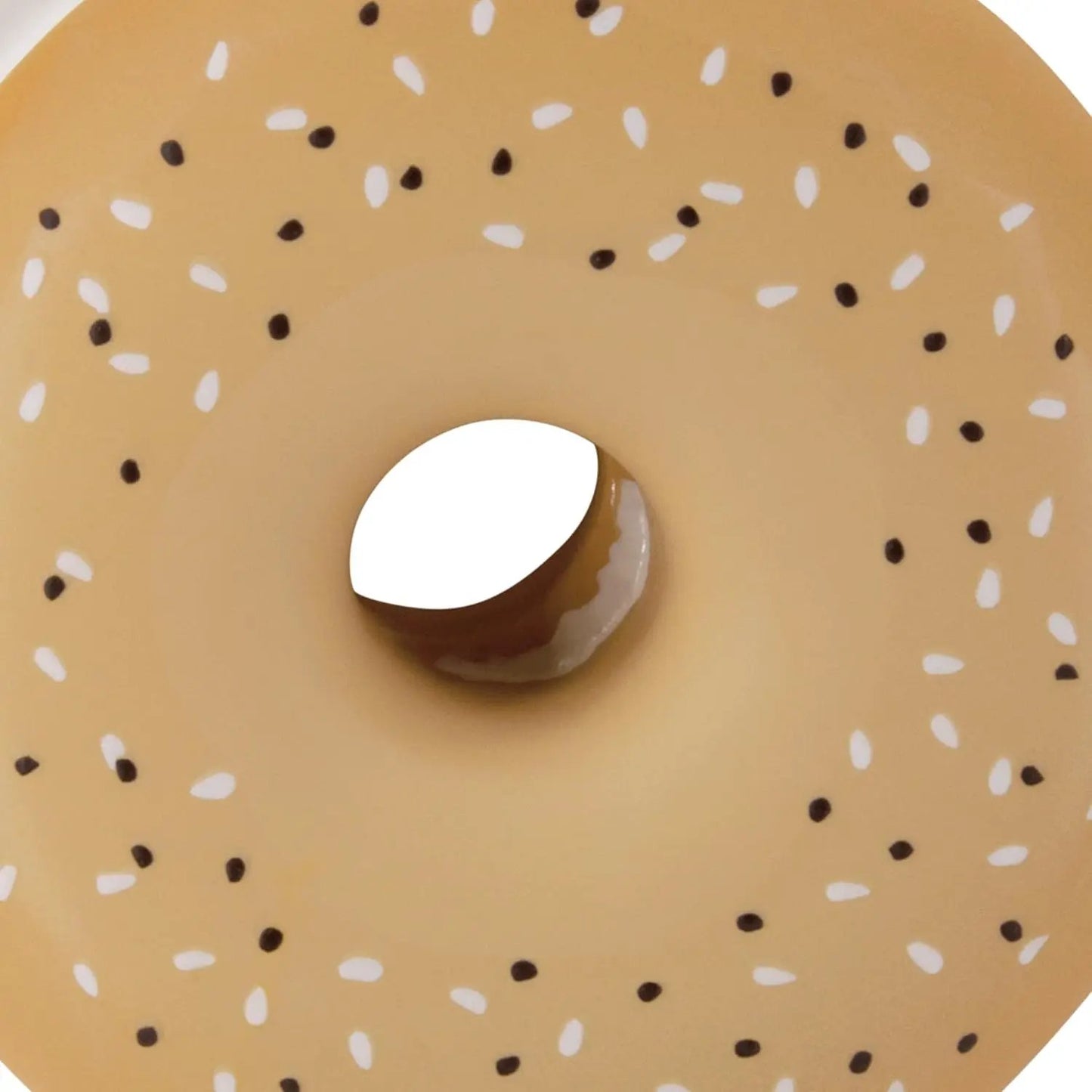 Everything Bagel With Cream Cheese Ornament, beige bagel with white sesame and black seeds on Tampa Home & Garden Store