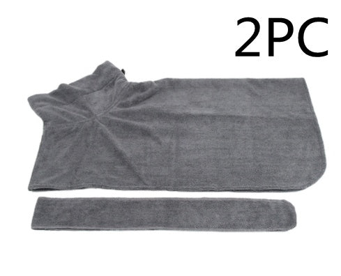 Absorbent pet bathrobe 2-piece set with waist-wrapped microfiber in grey by Pet Zen on Tampa Home & Garden Store