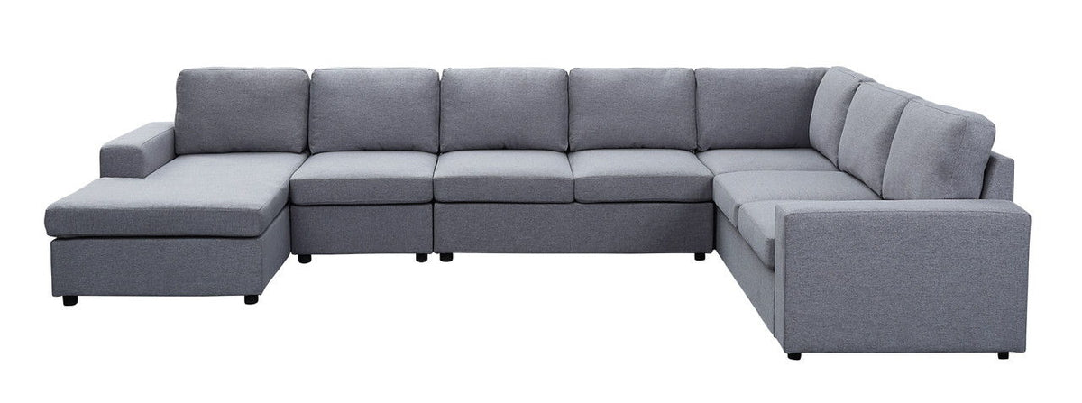 Tifton 7-seat reversible modular sectional sofa chaise in grey fabric by HouseOfZazla on Tampa Home & Garden Store