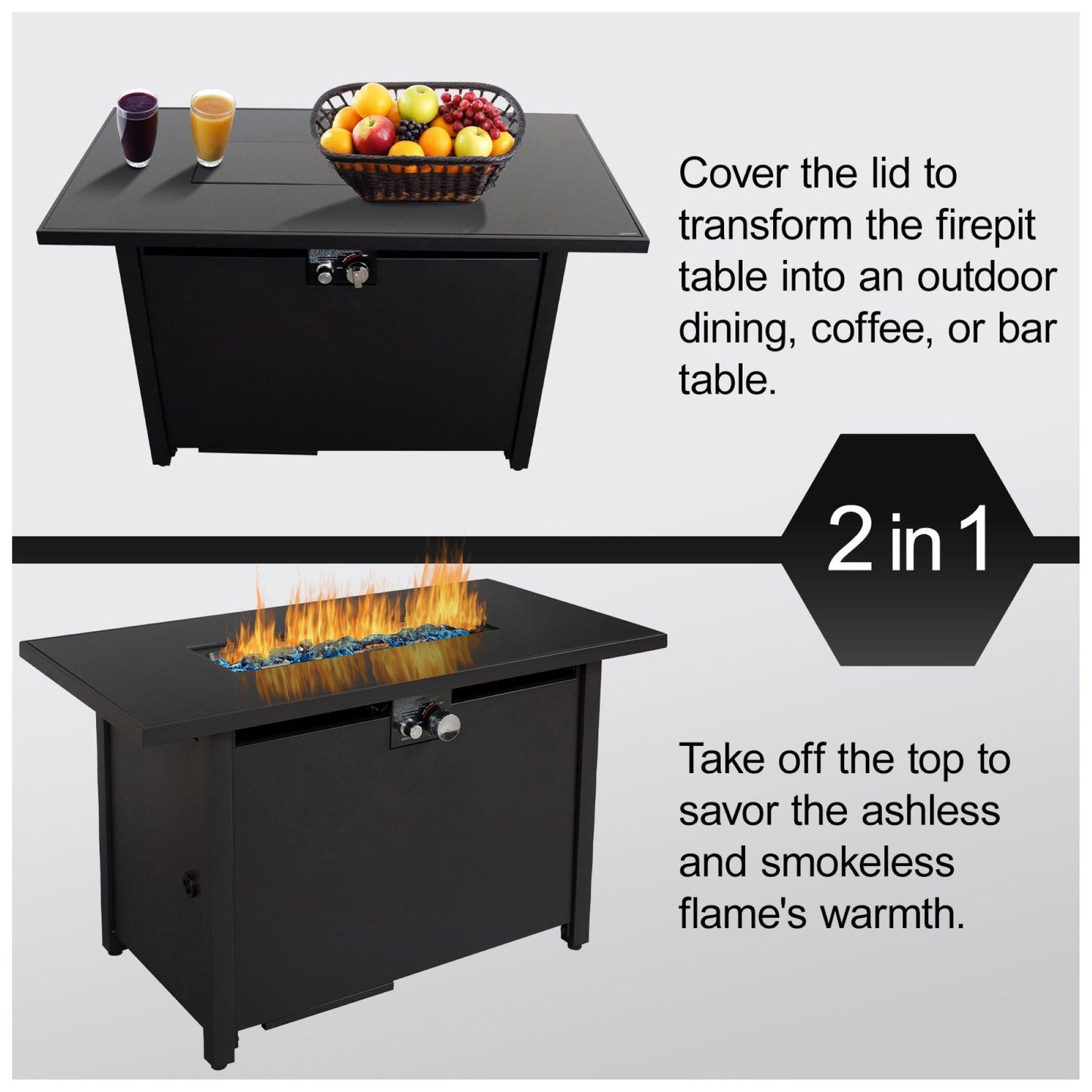 Outdoor Durable Steel Fire Pit Table With Cover