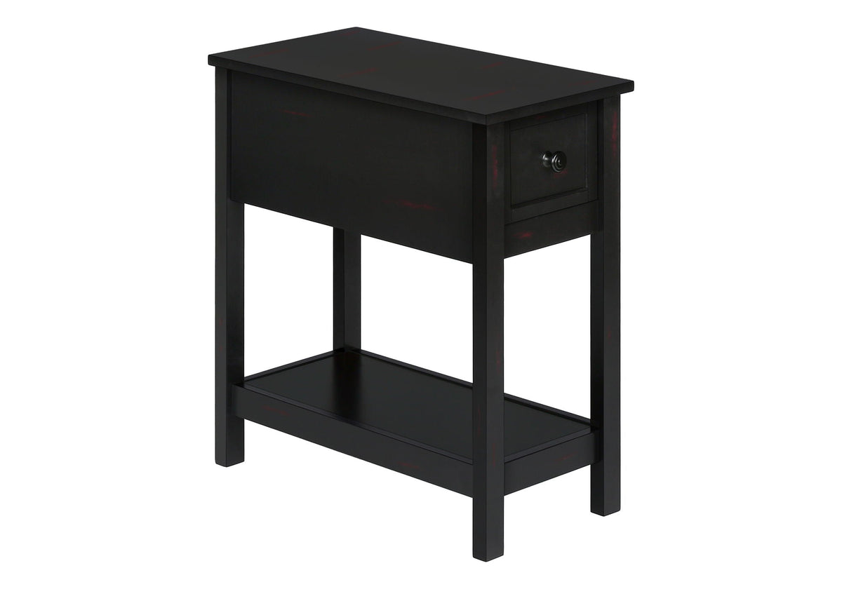 Accent End Table 2-Tier narrow black finish with storage drawer and lower shelf on Tampa Home & Garden Store