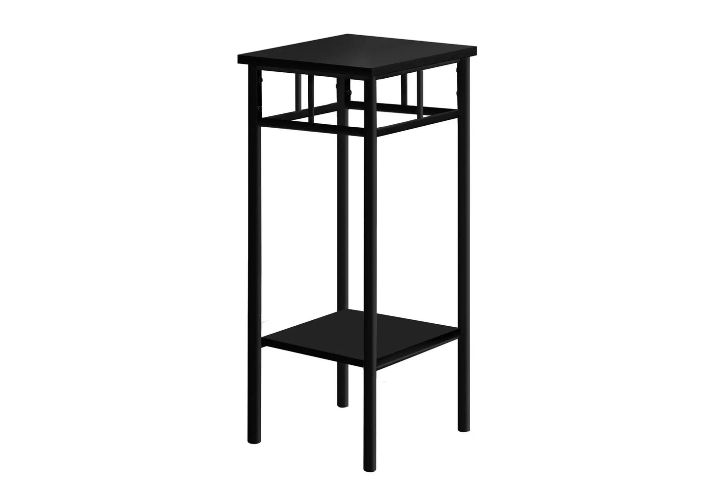 Accent table square black metal with open frame and two shelves, Unique Piece Furniture on Tampa Home & Garden Store