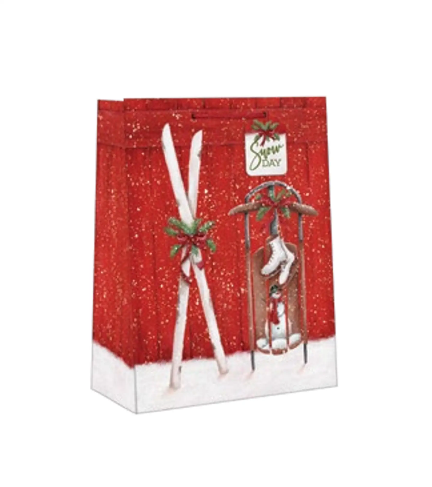 Gift bag red glitter accents country Christmas with candy canes by The Country Christmas Loft on Tampa Home & Garden Store