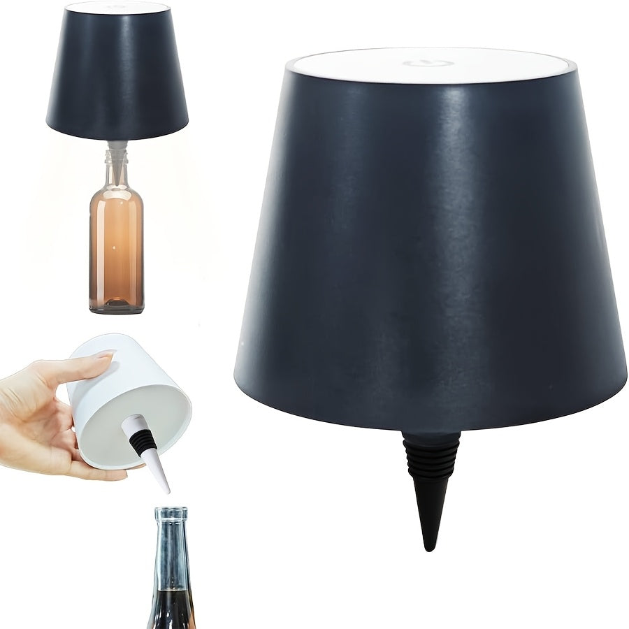 Moktan Sabai wireless bottle lamp with navy shade, rechargeable 3-color LED, touch dimmable on Tampa Home & Garden Store