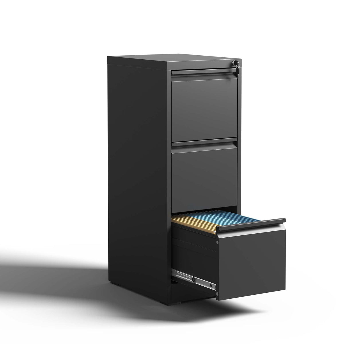 Steel vertical file cabinet with lock, black, HouseOfZazla filing cabinet on Tampa Home & Garden Store