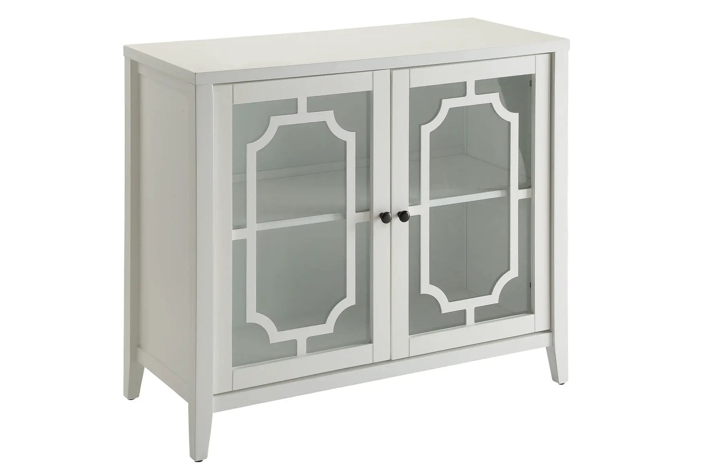 Ceara White Console Cabinet With Glass Doors