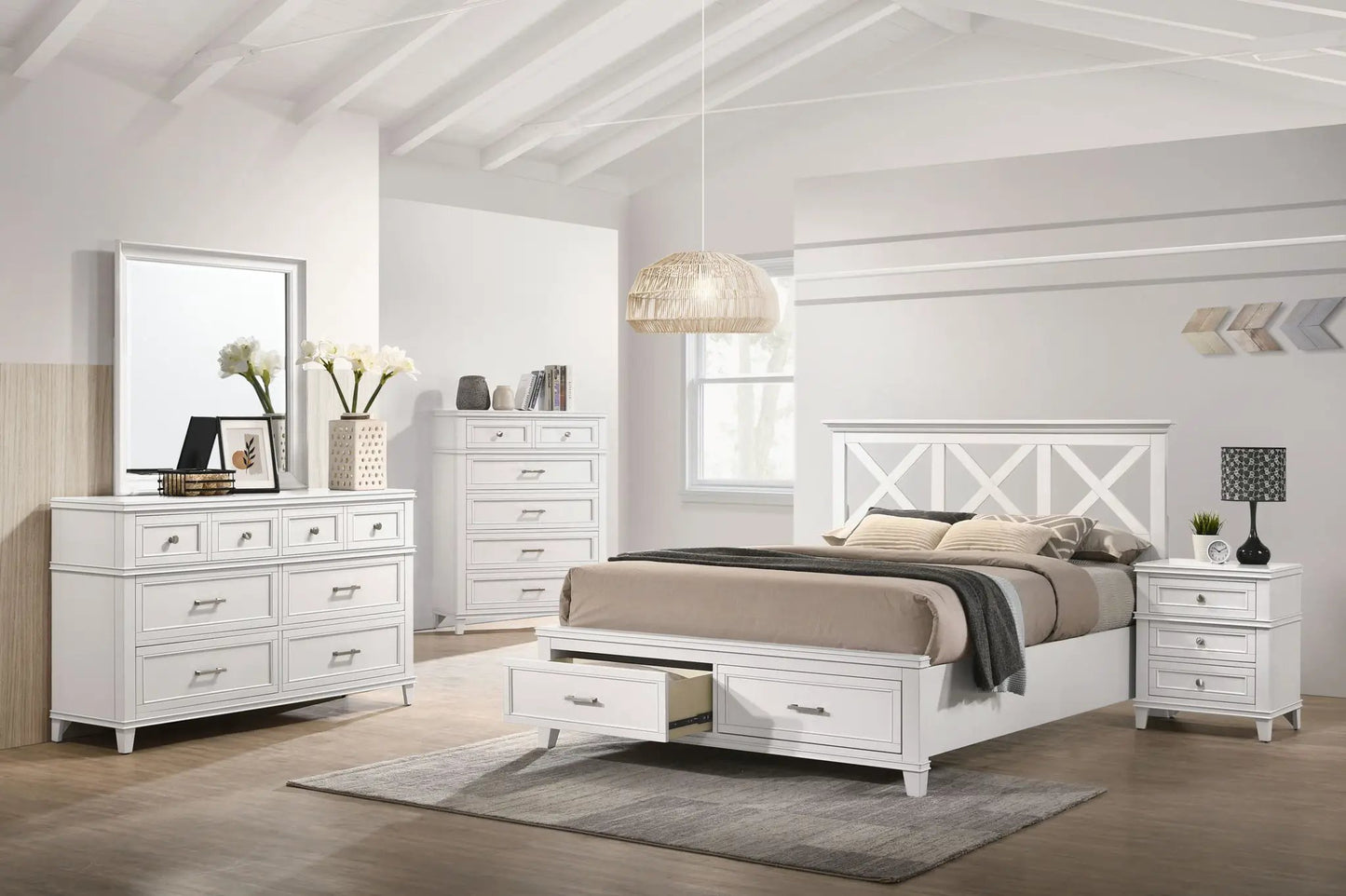 Three Drawer Nightstand with USB Charging Port
