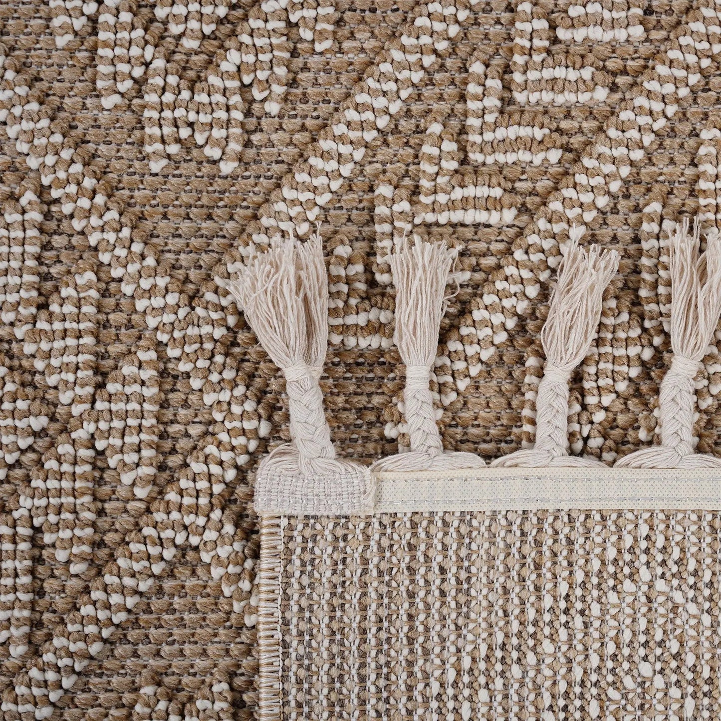 Guros Indoor/Outdoor Rug beige-tan woven jute with tassel fringe Unique Piece Furniture on Tampa Home & Garden Store