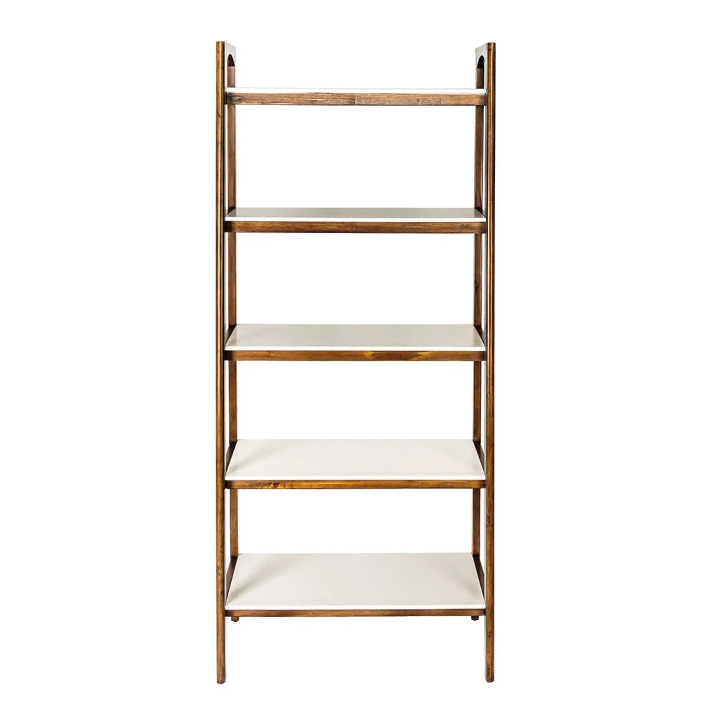 Mid-Century 5-Shelf Etageres Bookcase off-white and pecan by Unique Piece Furniture on Tampa Home & Garden Store