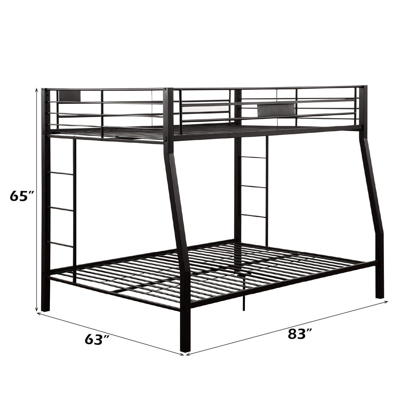 Limbra Spacious Design Double Bunk Bed, black metal bunk frame with rails on Tampa Home & Garden Store