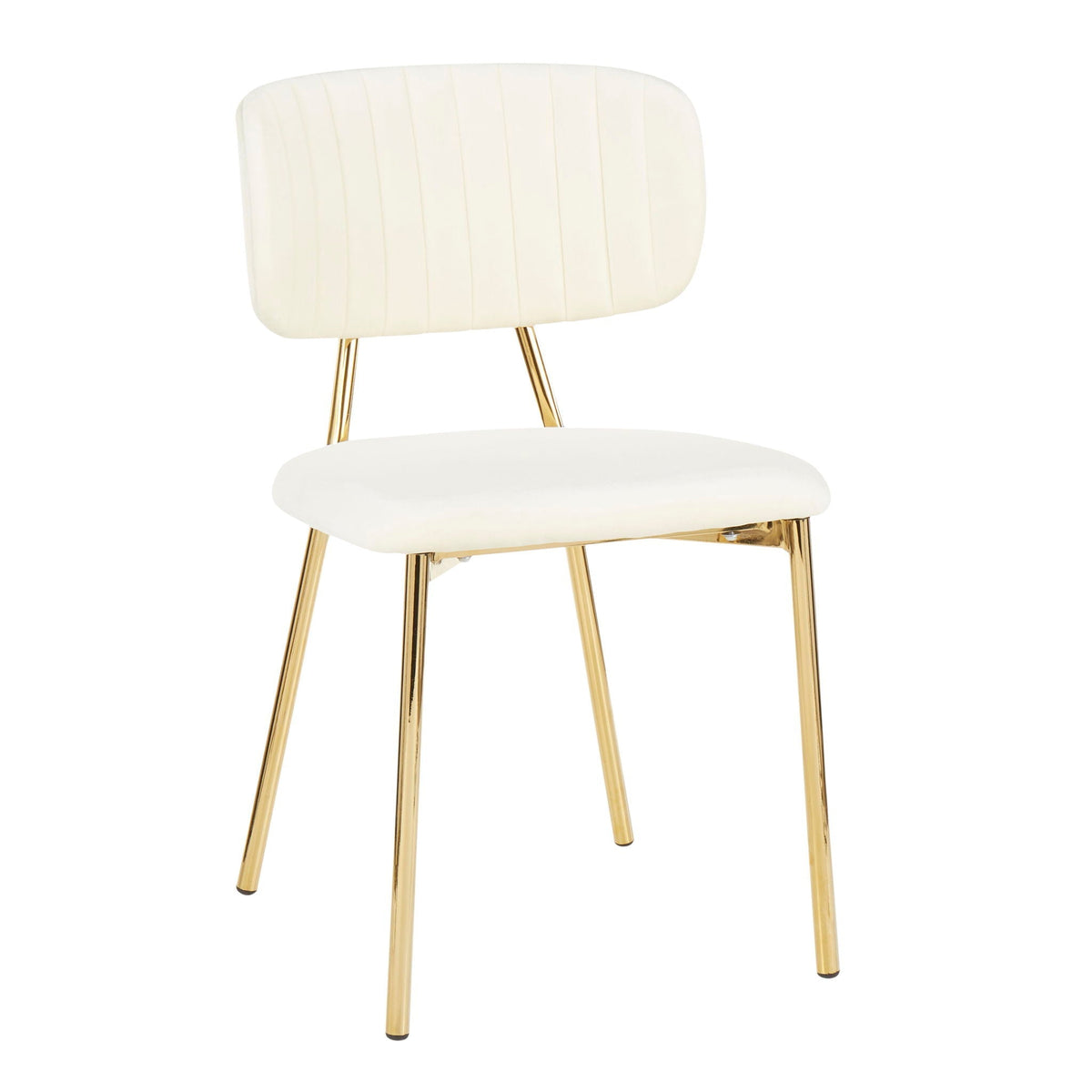 Contemporary Glam Chair Set of 2 with tufted beige upholstery and gold legs on Tampa Home & Garden Store