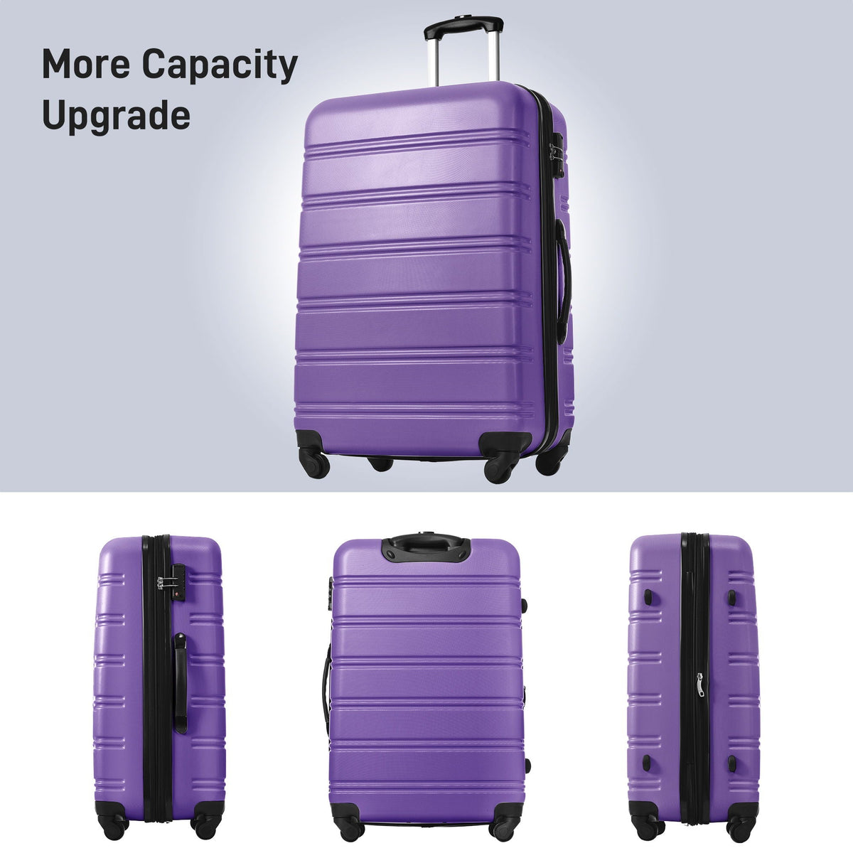 HouseOfZazla 3-piece hardside spinner luggage set in purple with TSA lock, 20/24/28 in on Tampa Home & Garden Store
