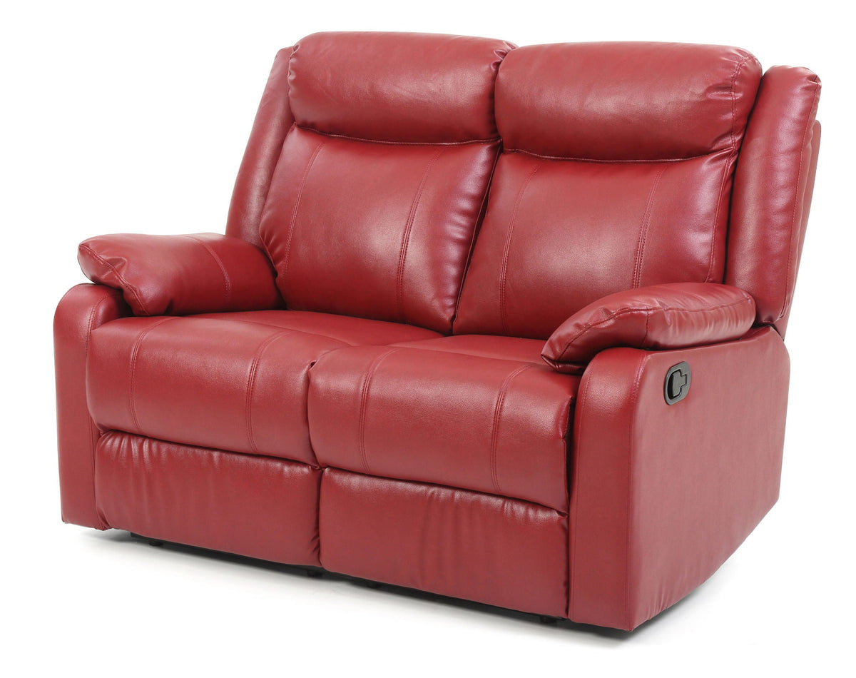 Reclining loveseat red PU leather upholstery with cushioned arms by HouseOfZazla on Tampa Home & Garden Store