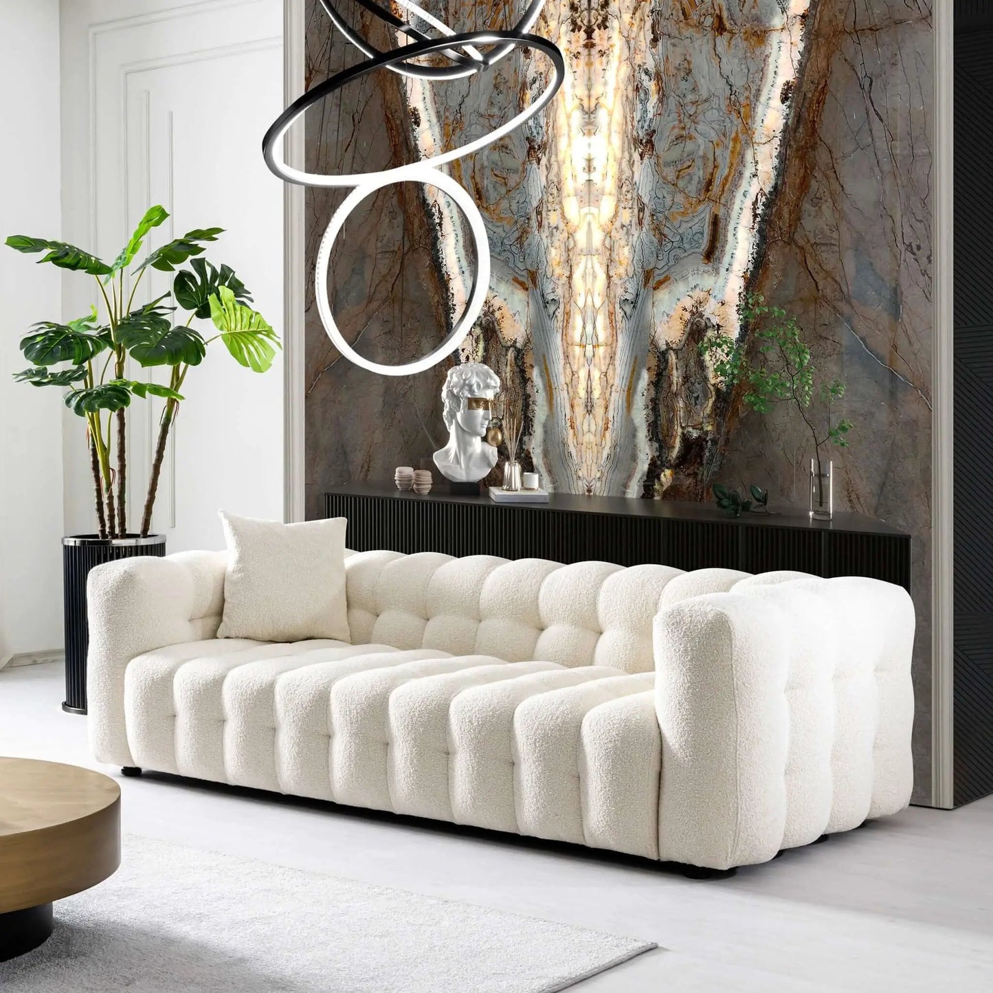Eden Modern Tufted Chesterfield Sofa white upholstery stationary sofa Unique Piece Furniture on Tampa Home & Garden Store