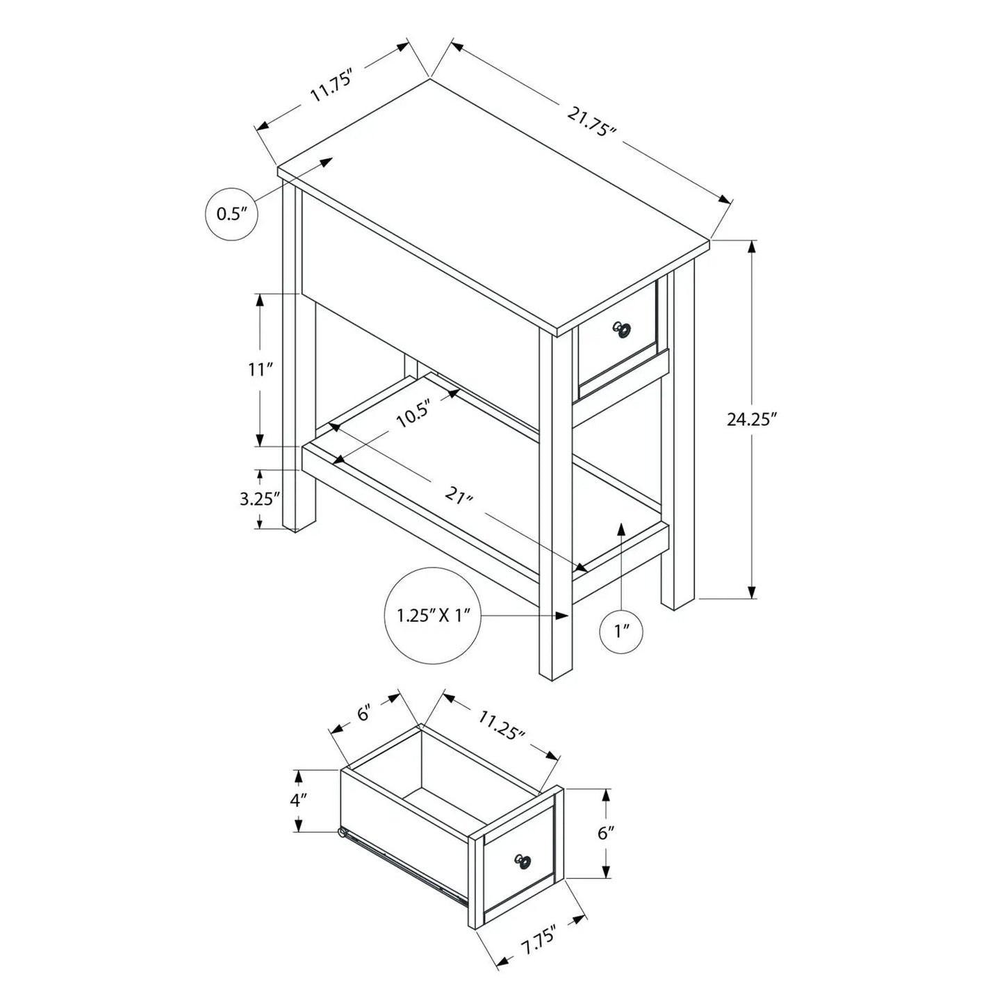 Accent end table, 2-tier narrow with drawer by Unique Piece Furniture on Tampa Home & Garden Store