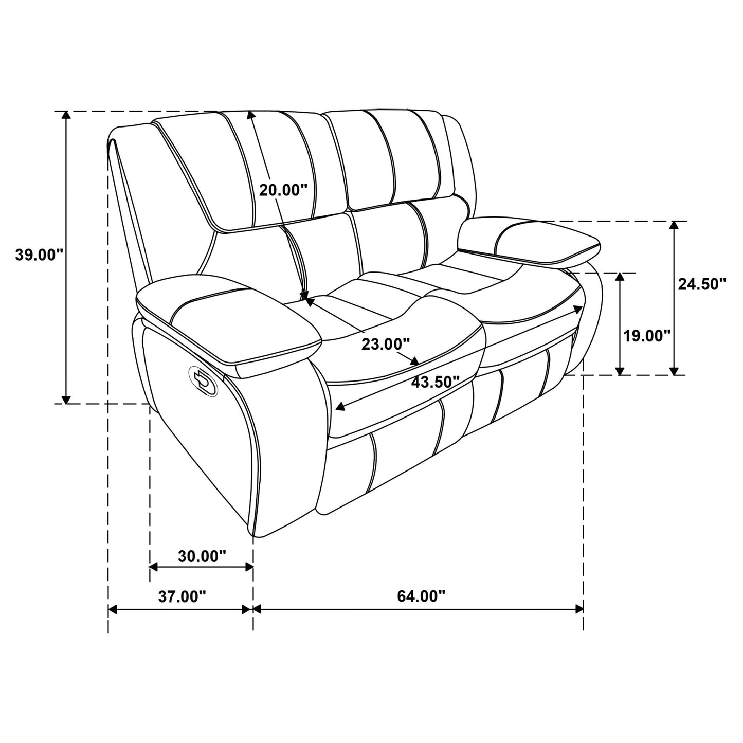 Elodie Manual Reclining Sofa with Pillow Arms