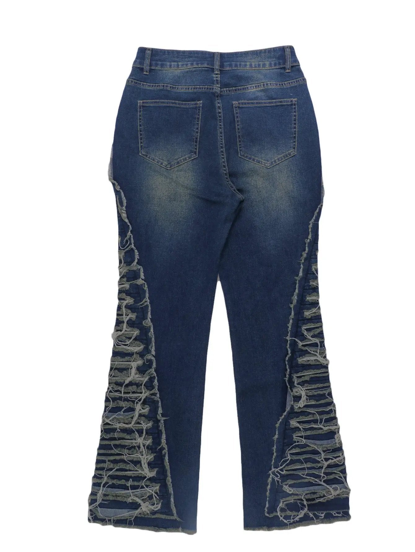 Trendy Autumn Blue Denim Jeans by FLIPSTYLEZLLC with edgy ripped side panels and back pockets on Tampa Home & Garden Store