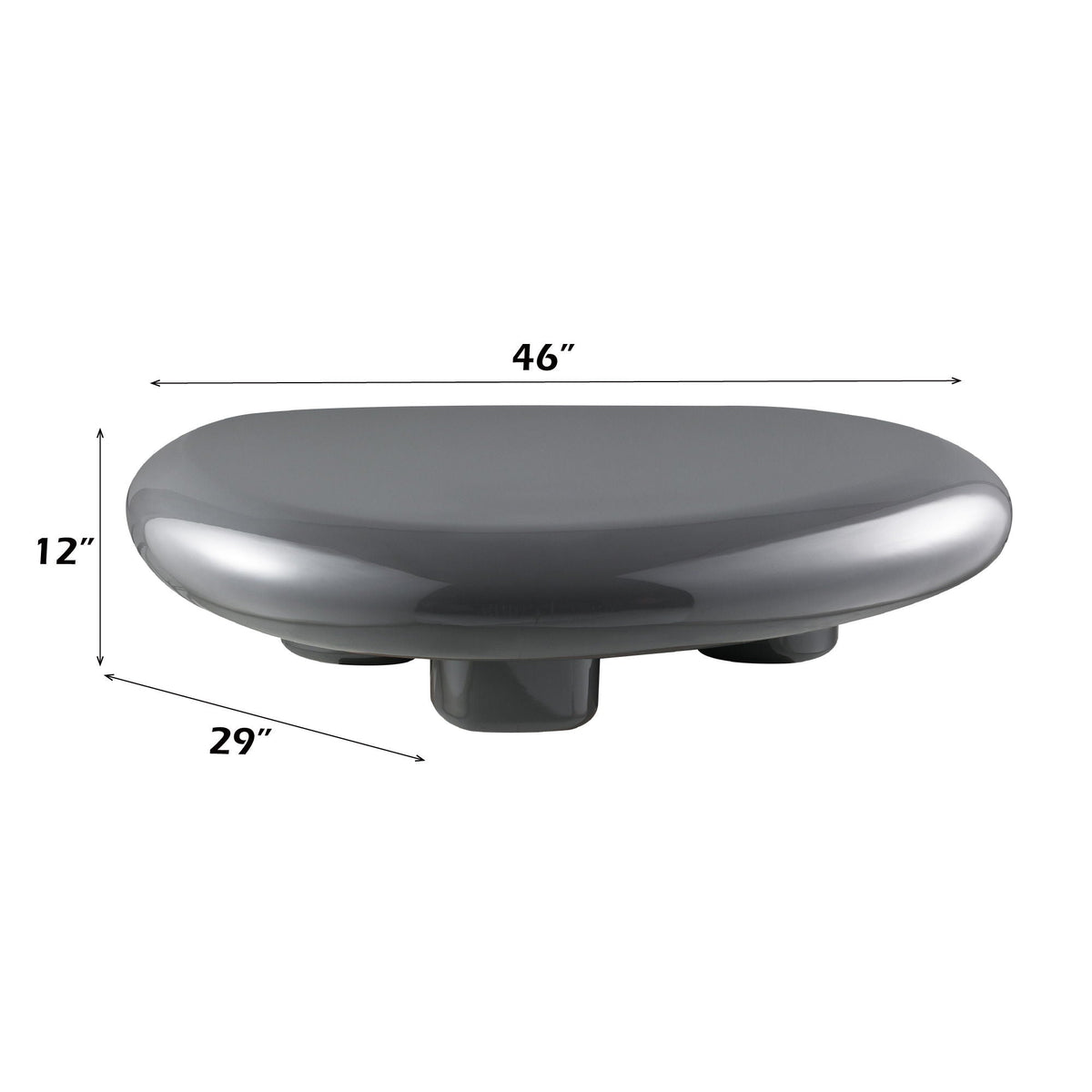 Charlene gray coffee table with high gloss finish, oval top by HouseOfZazla on Tampa Home & Garden Store