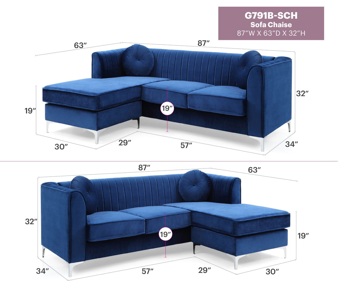 Delray Micro Suede Sofa and Chaise Lounger