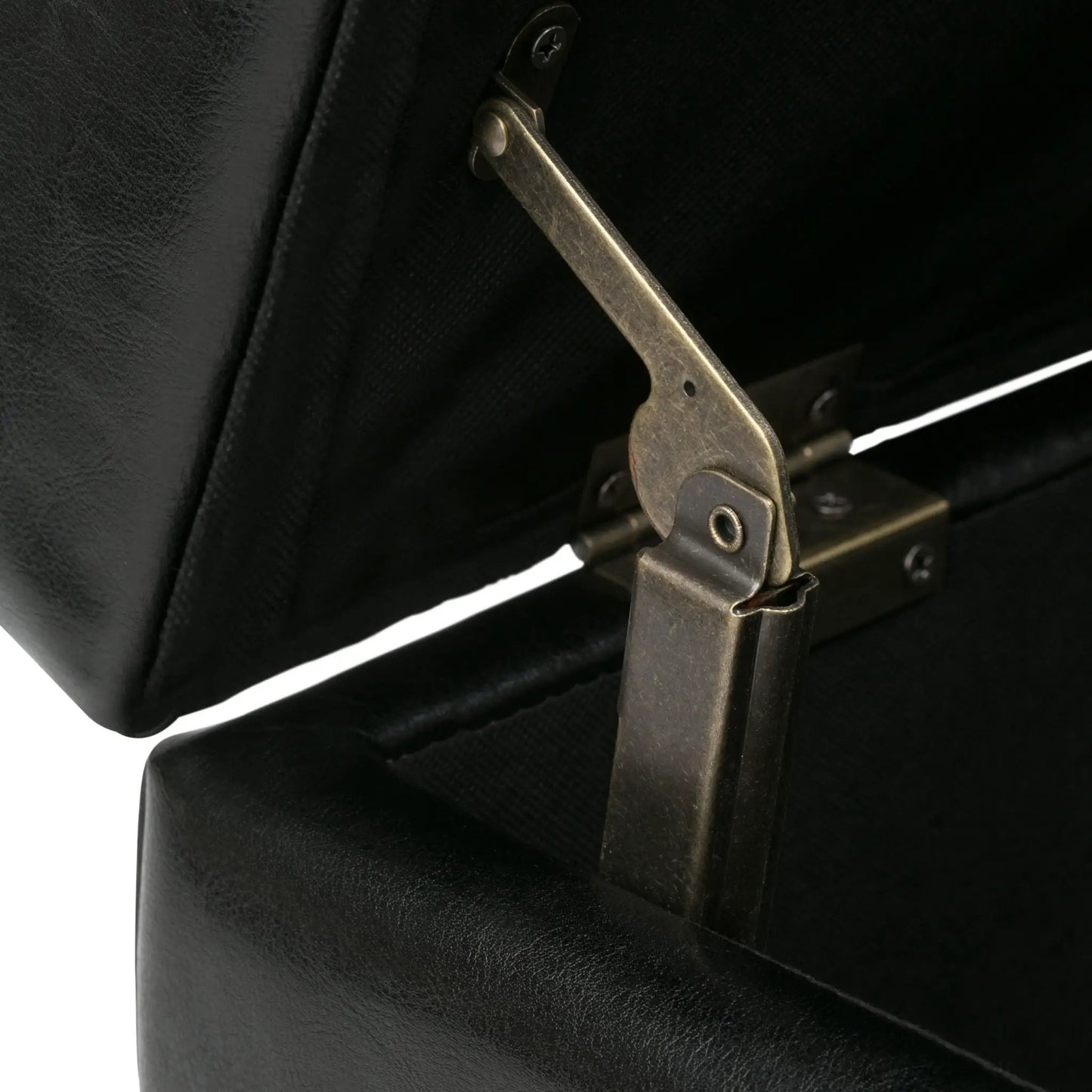 Storage ottoman bench Oregon by Unique Piece Furniture, black faux leather with metal hardware on Tampa Home & Garden Store