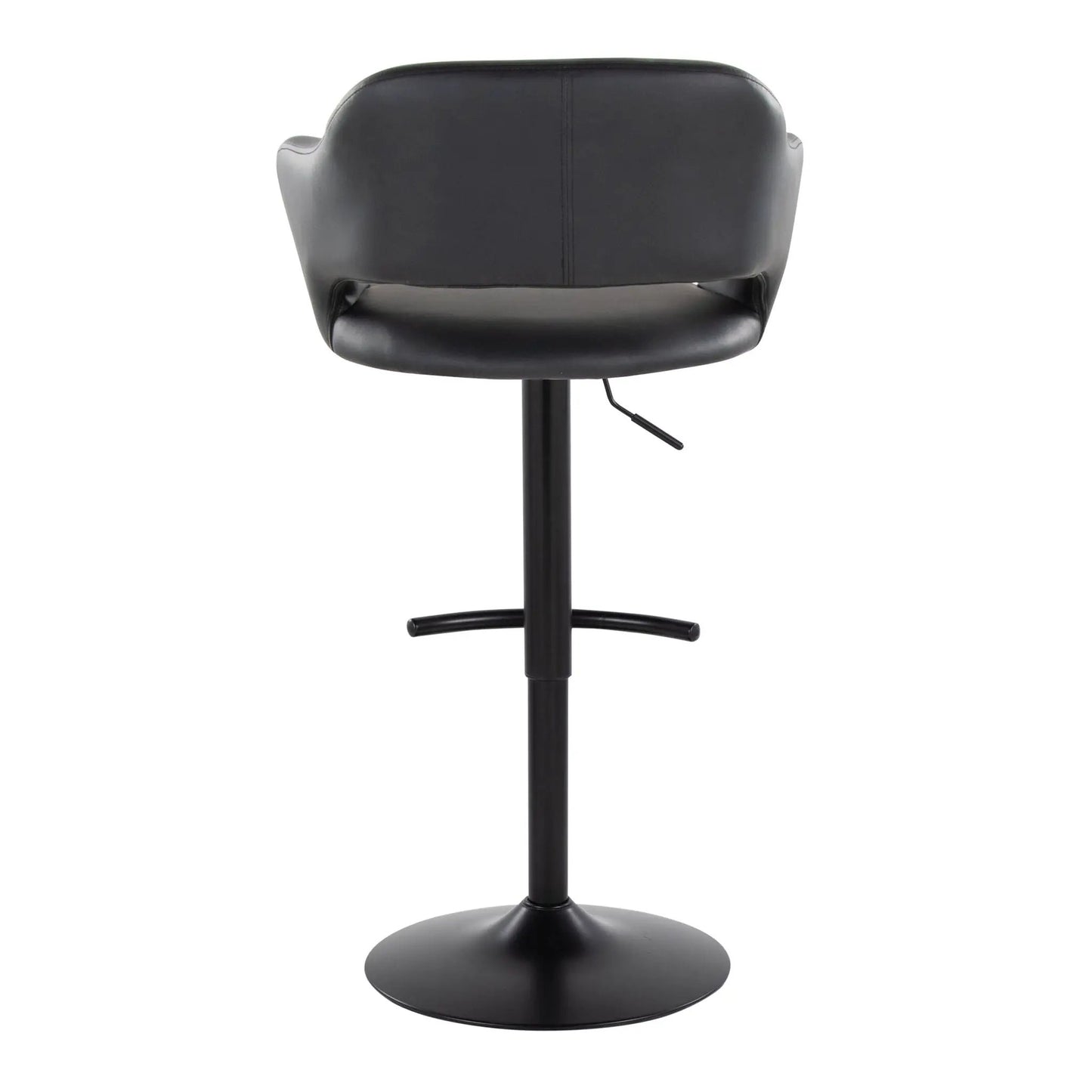 Margarite adjustable barstool set of 2, black faux leather, swivel with rounded T footrest on Tampa Home & Garden Store