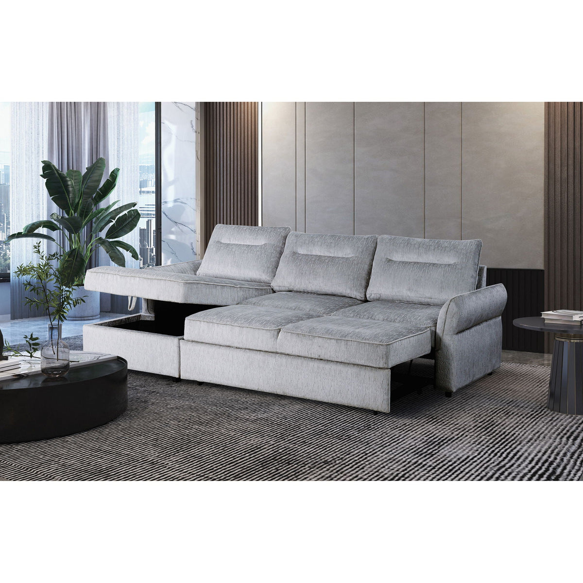 Montana Gray Contemporary Sofa Bed and Storage