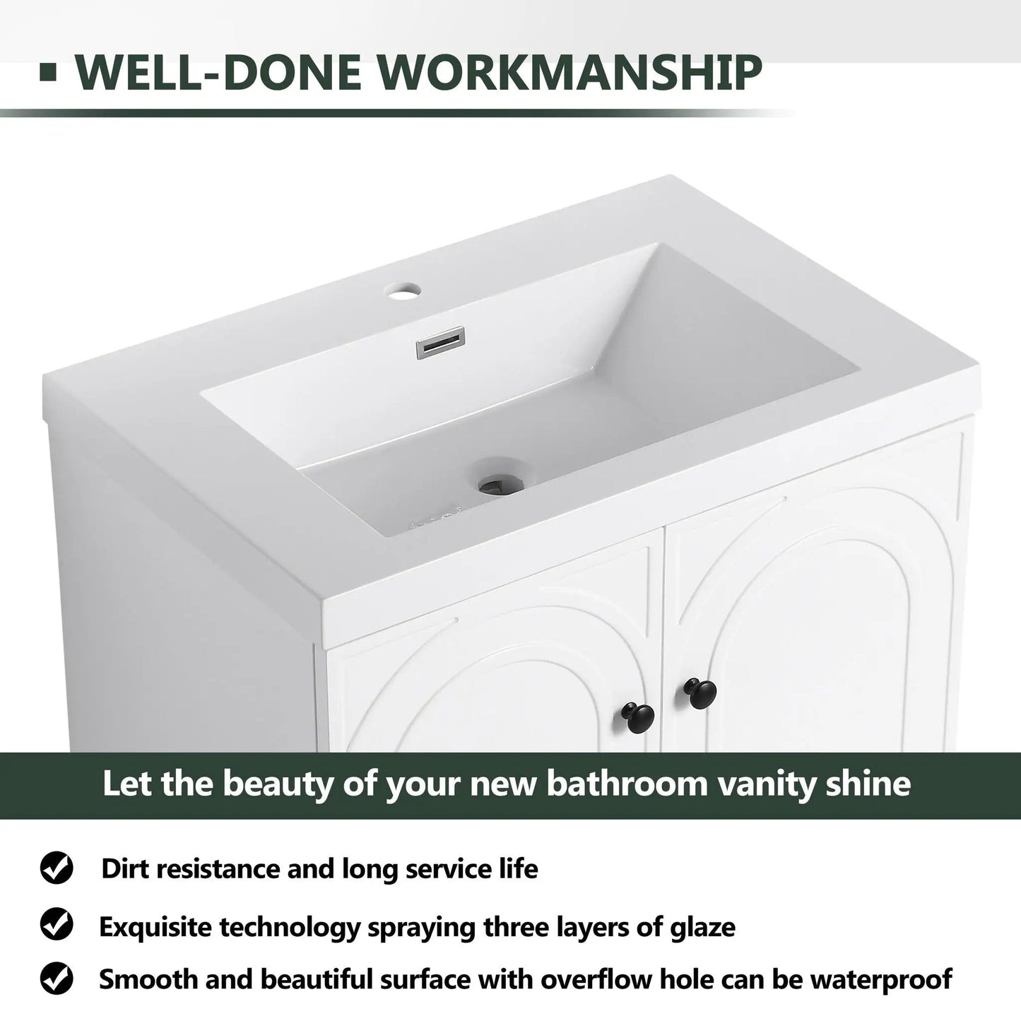 Contemporary bathroom vanity with resin sink, white, cabinet doors Unique Piece Furniture on Tampa Home & Garden Store