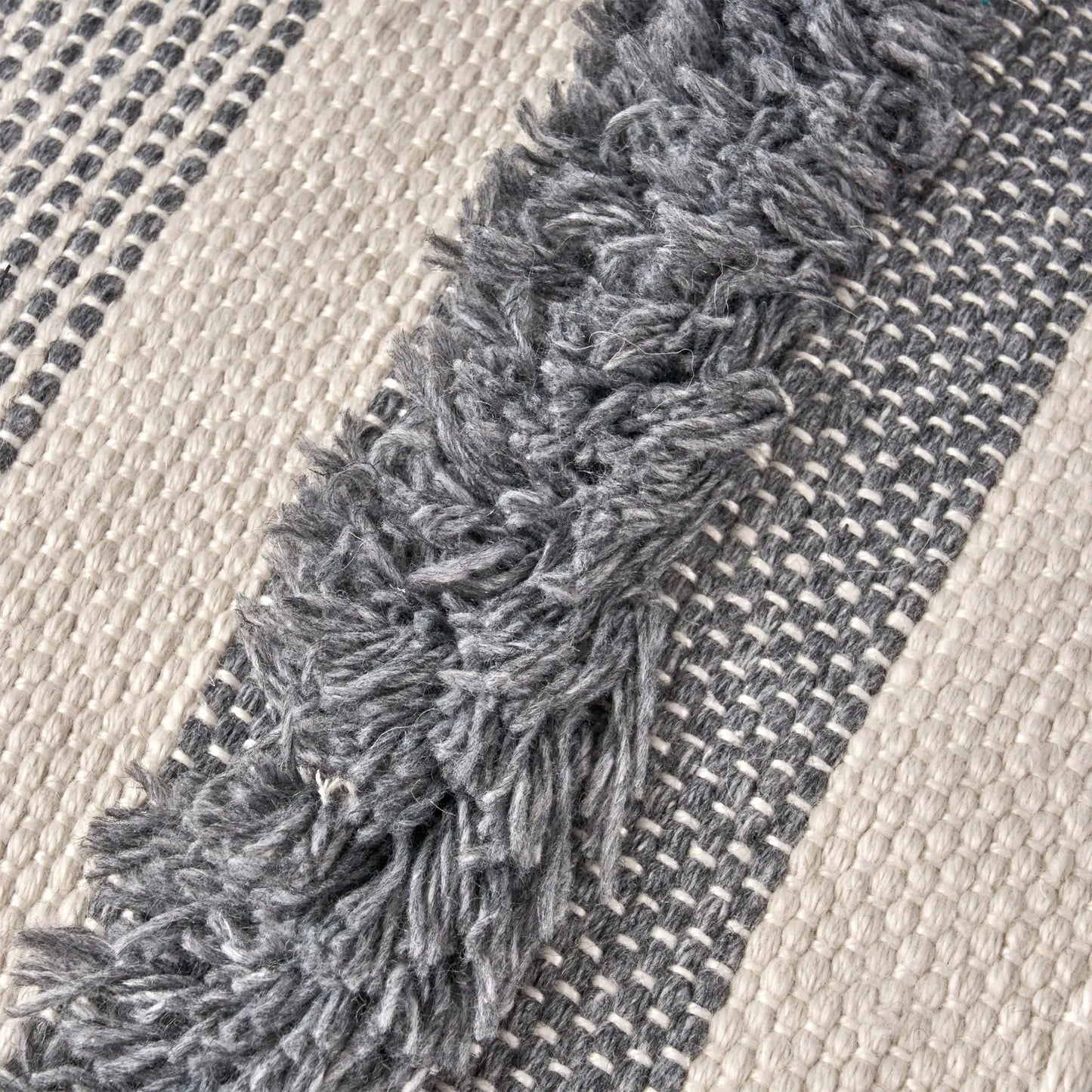 Karim Faux Yarn Pouf Large Ivory Gray Living Room