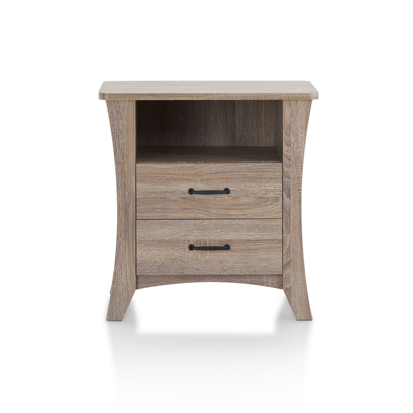 Colt Accent Table by HouseOfZazla, woodgrain finish with open shelf and two drawers on Tampa Home & Garden Store