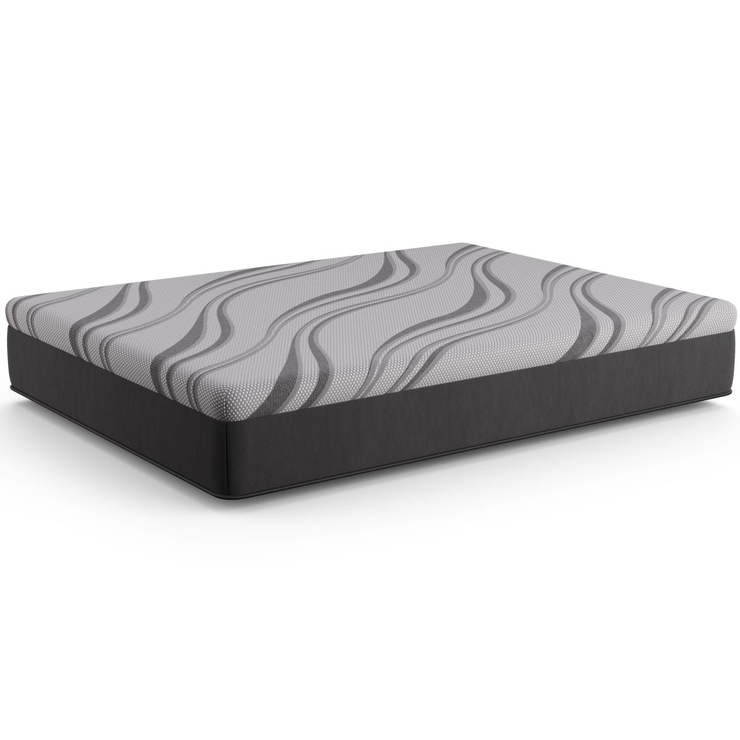Bib Nl 12in Pro Gel Hybrid Mattress by HouseOfZazla, gray patterned top and dark base on Tampa Home & Garden Store