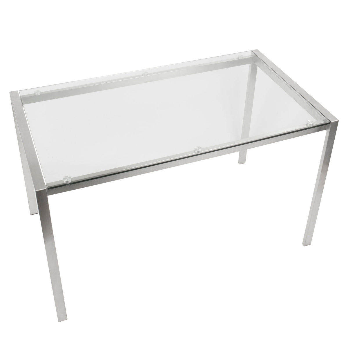 Fuji modern dining table with glass top and chrome metal frame on Tampa Home & Garden Store