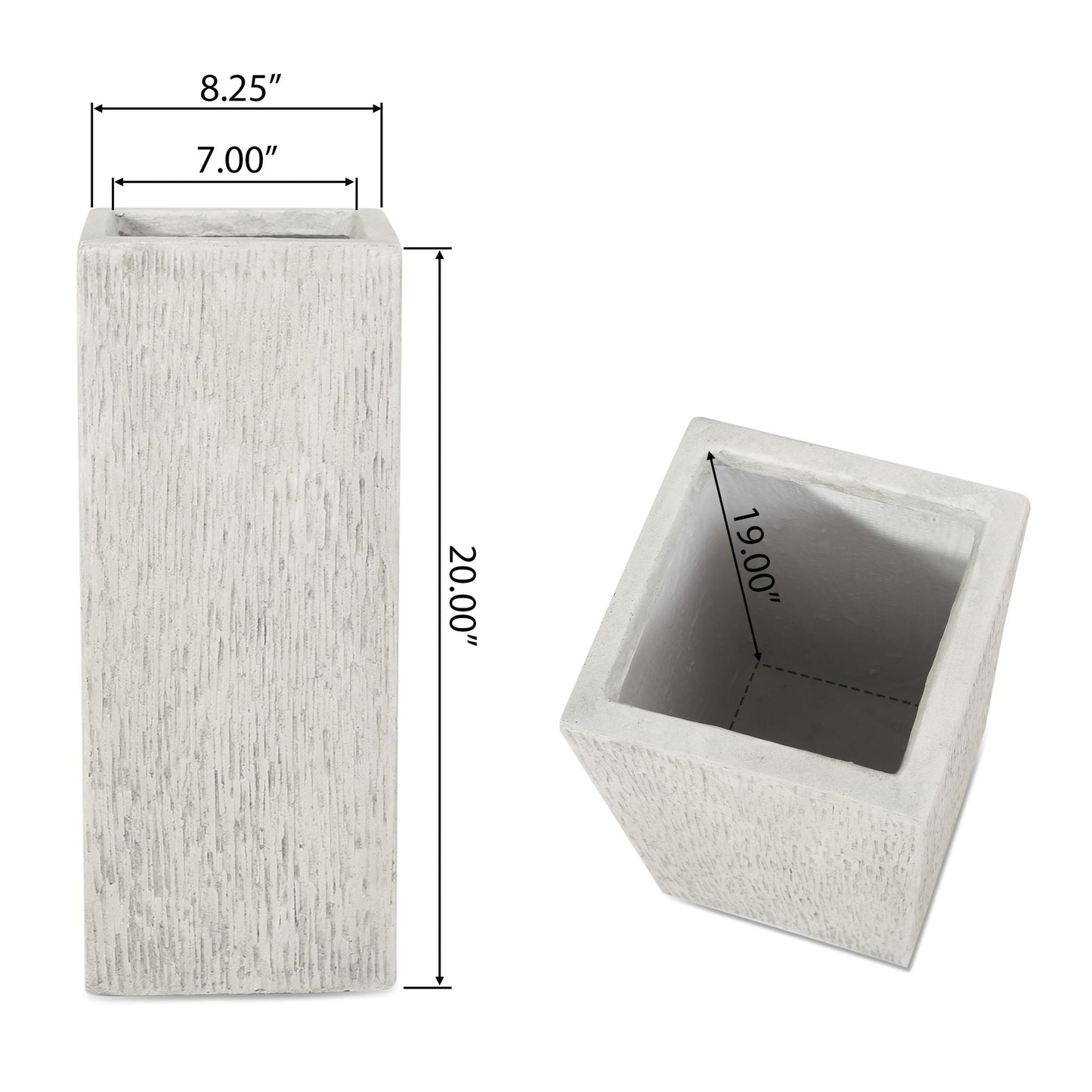 HouseOfZazla Modern Outdoor Planter concrete textured tall rectangular planter 20in on Tampa Home & Garden Store